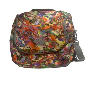 Kipling Multicolor Printed Crossbody Bag With Adjustable Grey Strap & Zipper Poc